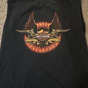Harley-Davidson Black and Orange Graphic Tank Top
